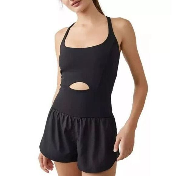 FP Movement OB1227782 Women Sz Small Black Righteous Runsie One-Piece Romper - Picture 12 of 14